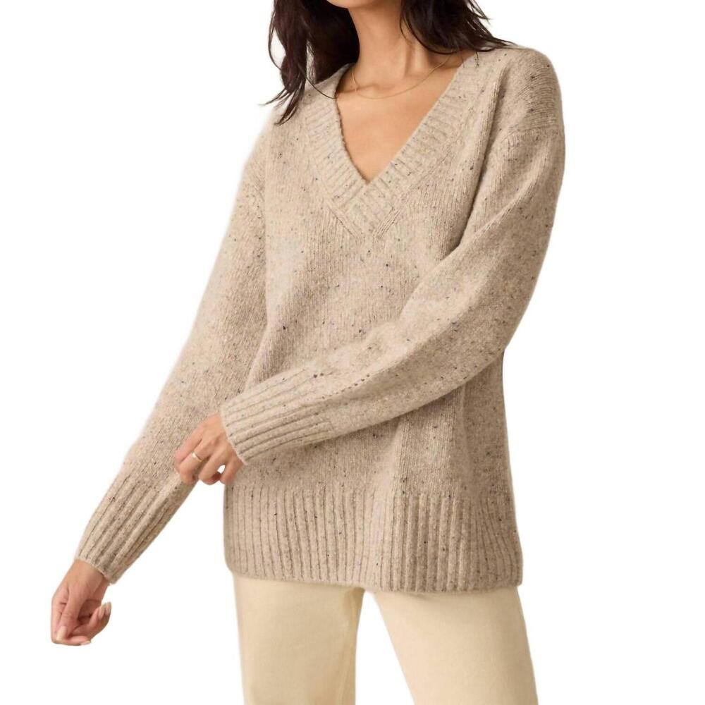 NEW FAHERTY driftwood donegal sweater in oatcake